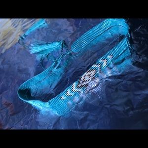 Blue and gold bead choker